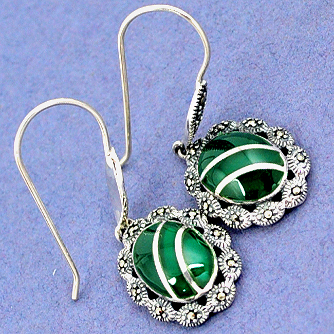 Green Chalcedony Dangle Earrings